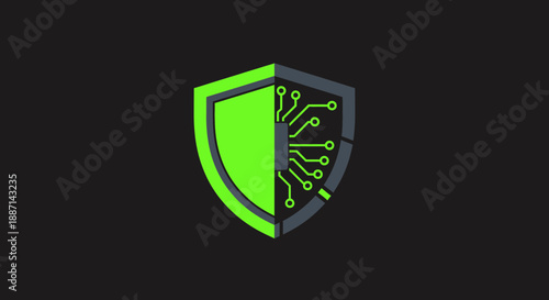 Digital Security Shield: A Modern Conceptual Illustration Against Threats and Risks