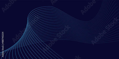 Dark blue background with wavy lines. The background is sleek and modern, featuring a smooth, dark blue texture. Modern wavy line pattern background. Blue background vector.