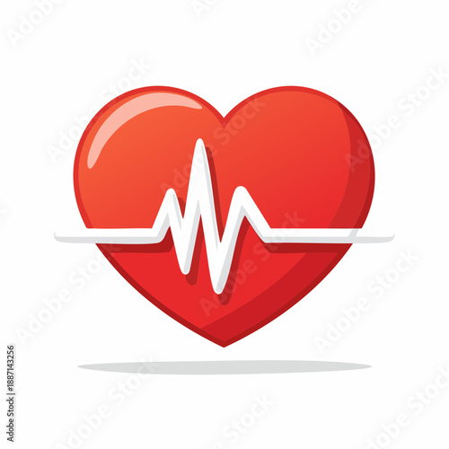Healthy Heartbeat EKG Line Illustration - Medical Heart Rate Symbol