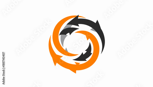 Dynamic Circular Arrows Representing Flow Processes And Iterative Progress