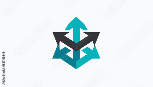 Directional Arrowhead Symbol For Corporate Identity And Progress Branding Material