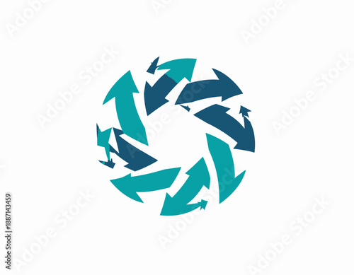 Directional Arrows Forming A Circular Shape Indicating Movement And Connection