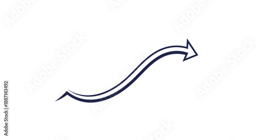 Directional Flowing Arrow Representing Progress and Growth on a White Backdrop