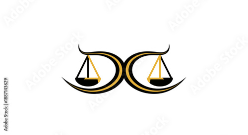 Double Scales Logo Representing Justice, Fairness, And Judicial Proceedings, Highly Symbolic