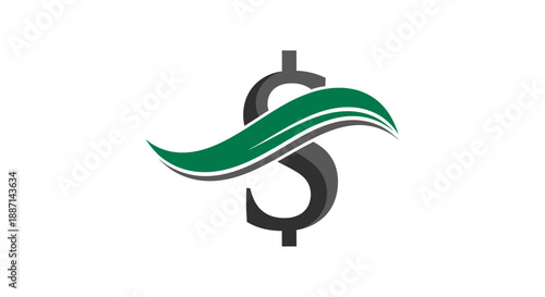 Dollar Sign Embellished Green Graphic Logo Depicting Growth and Financial Success