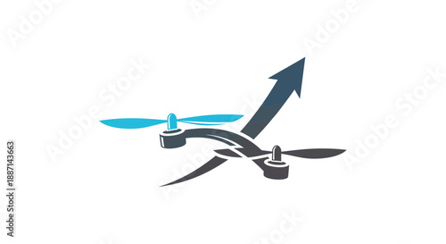 Drone Navigation With Upward Arrow Symbolizing Technological Advancement And Growth