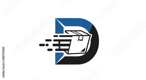 Dynamic Delivery Symbol Depicting Speed and Efficiency Package Box Shipping Logo Design