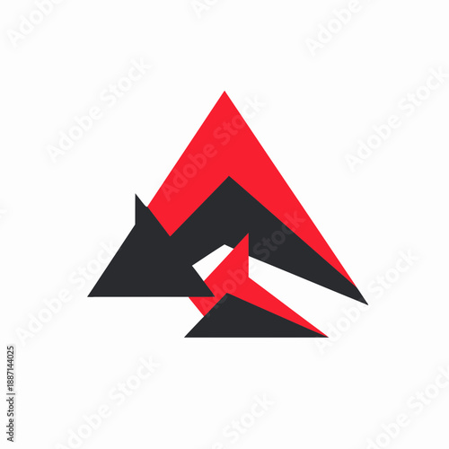 Dynamic Geometric Composition With Overlapping Red And Black Triangles
