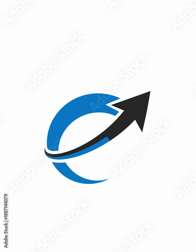 Dynamic Growth Arrow Symbol With Circular Motion For Business Advancement Concept