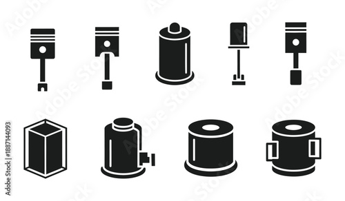 Hydraulic cylinder icon silhouette vector isolated design