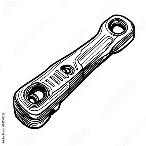Black line art illustration of compact multitool hinge pin on a clean white background – ideal for DIY guides, repair tutorials, and tool kit designs