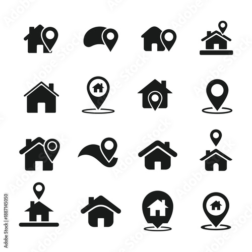 Home location icon silhouette vector isolated illustration