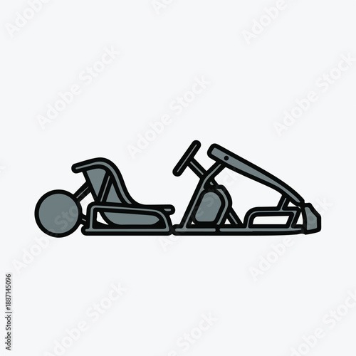 Simple gray go kart side view on white background