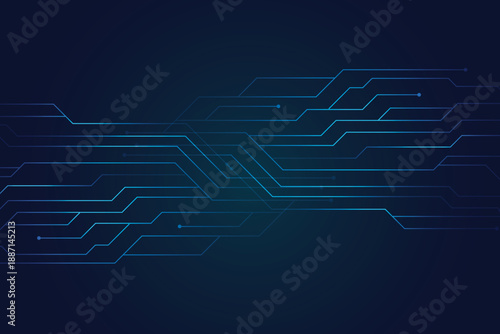 Futuristic technology background with glowing blue digital lines, abstract circuit board design, modern hi tech wallpaper for data, network, AI, cyber security and innovation concept