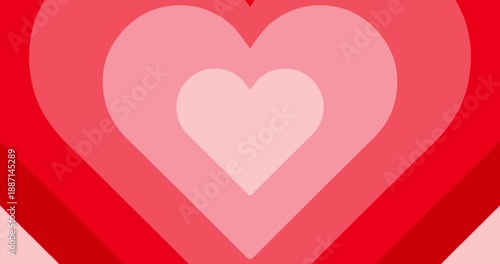 Moving hypnotic red Heart in fast motion. Seamless Psychedelic hearts for Valentines day concept. The 14th of February.