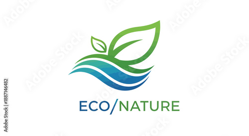Eco-Friendly Emblem with Leaf And Water Symbolizing Nature and Environmental Protection