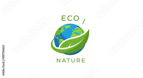 Eco-Friendly Globe With Leaf Symbol Illustrates Environmental Awareness And Conservation Efforts