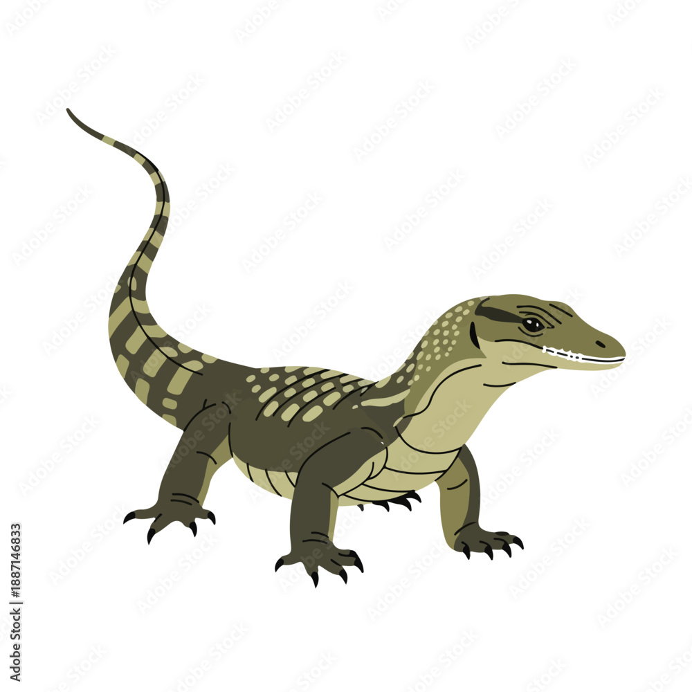 Obraz premium Large reptile animal with tail and sharp claws standing alone