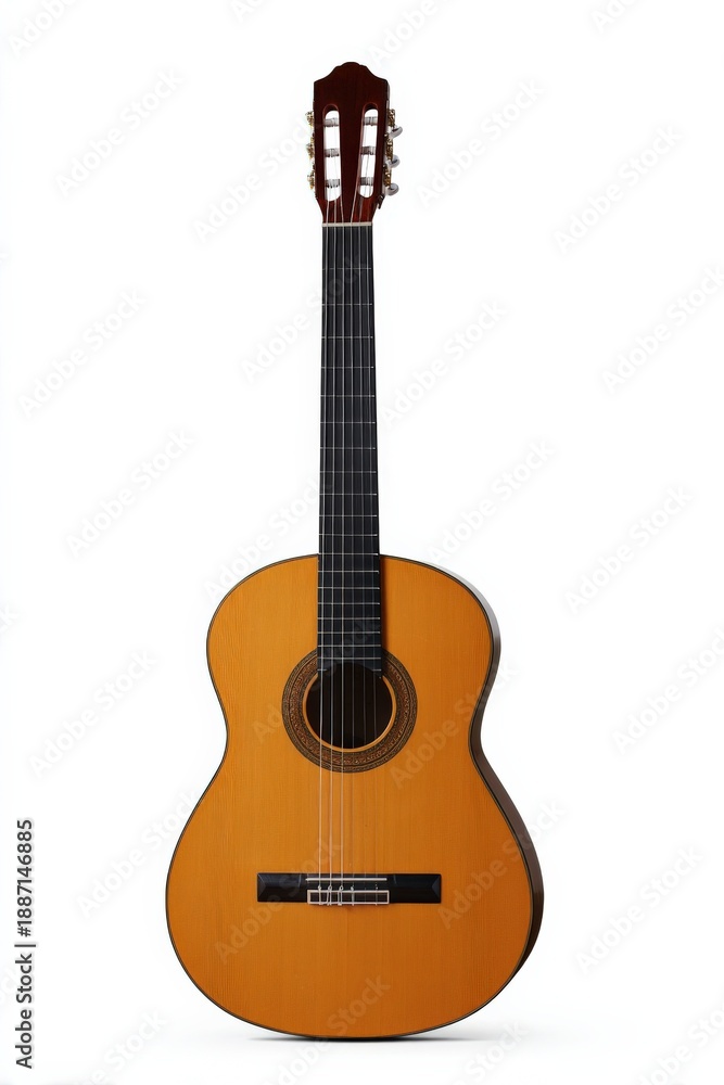 Obraz premium Classical acoustic guitar on white background