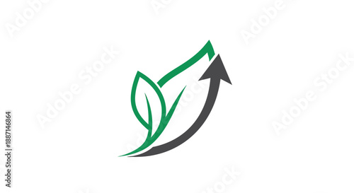 Ecological Growth Concept With Sustainable Development Represented By Leaf and Arrow