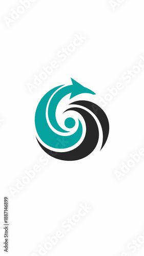 Dynamic Swirl With Arrow Emblem Symbolizing Flow And Continuous Motion Process