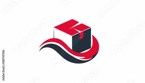 Efficient Delivery Concept With Box And Flowing Lines Minimalistic Design