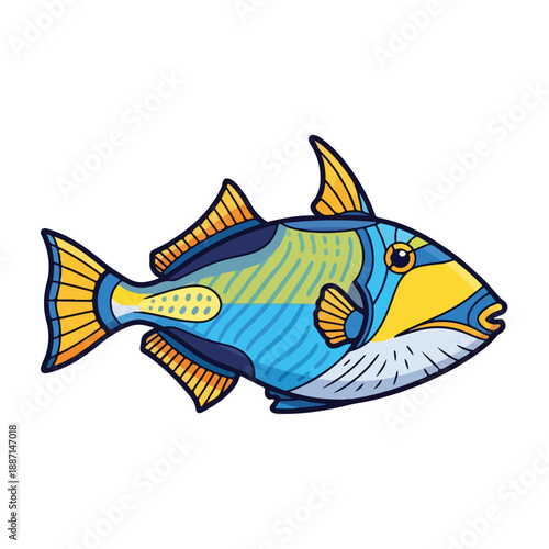 Colorful tropical fish with yellow fins and blue body