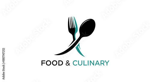 Elegant Abstract Design Featuring a Fork and Spoon for Culinary and Food Industry Branding