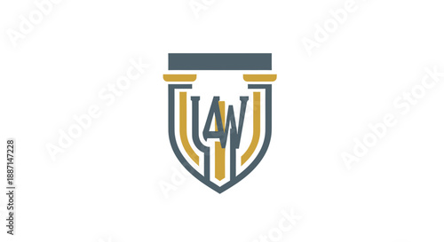 Elegant Abstract Design Featuring a Shield with the Initials LAW in Sophisticated Style