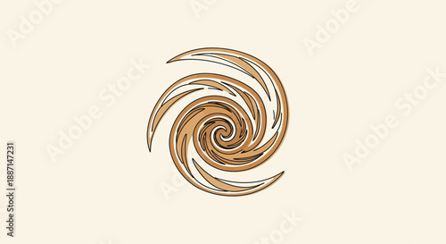 Elegant Abstract Design Featuring a Swirling, Intertwined Pattern On Cream Background