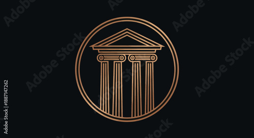 Elegant Abstract Design Featuring Classical Architecture Elements and A Circular Emblem Creation