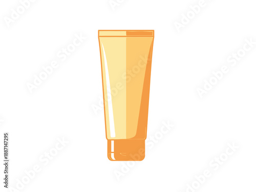 Stylized illustration of a vertical orangeyellow squeeze tube with a cap