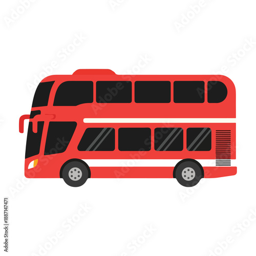 Red Double Decker Bus Icon With White Line