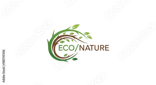 Eco Nature Inspired Logo, Symbolizing Environmental Awareness And Sustainability In Modern Design