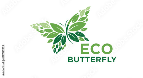 Eco-Friendly Butterfly Logo Featuring Green Leaves and Organic Design Elements