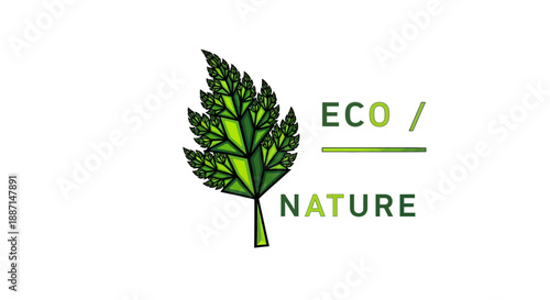 Eco-Friendly Design: Artistic Leaf with Green Tones Illustrating Nature's Essence, And Ecology