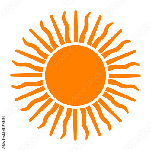 Classic sun with long wavy rays graphic