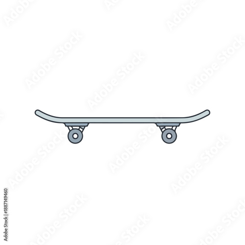 Skateboard on white background with wheels and trucks visible