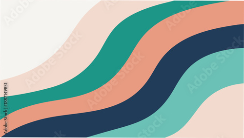 Abstract wavy line pattern with a soothing retro color palette