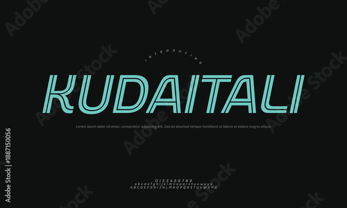 Stylish Kuda Italic Inline Font Vector Illustration with Elegant Decorative Typography for Creative Branding and Headlines