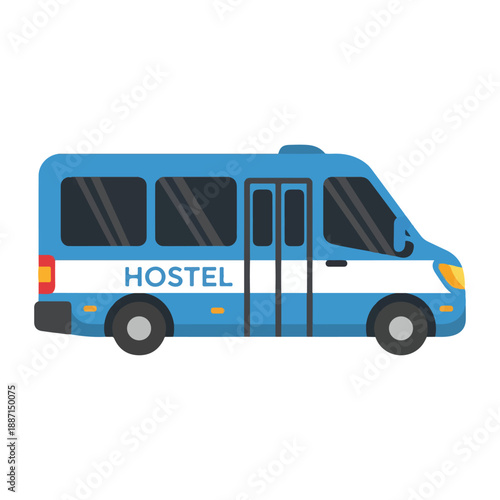Hostel transportation blue bus vehicle for travel and tourism