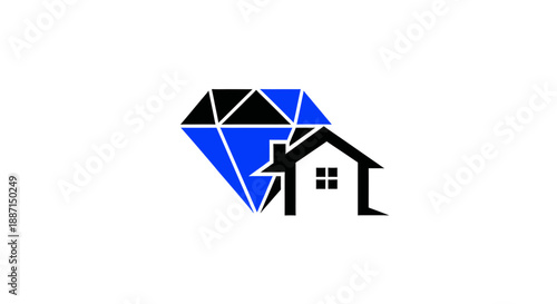 Elegant Gemstone Home Logo Depicting Luxury, Real Estate, and Exquisite Value