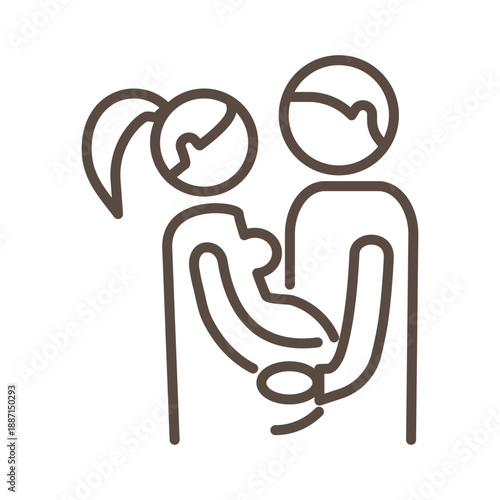 Pregnancy line icon isolated on a transparent background. Editable stroke symbol showing a pregnant woman and man, a young family, maternity, parenthood, healthcare, and family planning concepts.