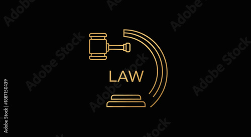 Elegant Gold Law Icon Design Against a Deep Black Background for Modern Legal Concepts