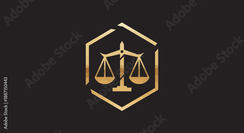Elegant Gold Justice Scales Logo: Law, Balance, and Integrity Emblem Design