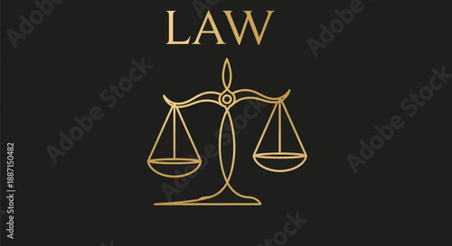 Elegant Gold Scales Of Justice Symbol On Black Background Illustrating Law And Order