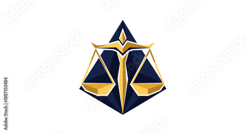 Elegant Abstract Symbol Depicting Justice And Balance In A Geometric Gold Design