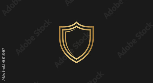 Elegant Gold Shield Emblem Over a Dark Background for Security and Protection
