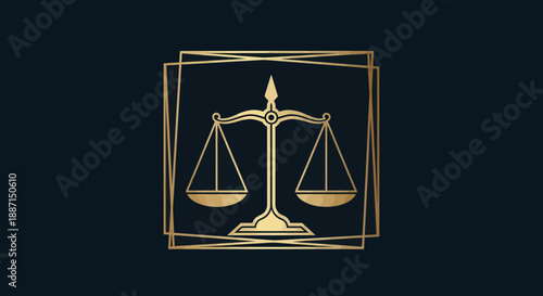 Elegant Golden Scales of Justice Symbol on a Royal Blue Background Design