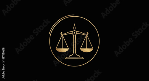 Elegant Golden Scales Symbolizing Balance and Justice on a Black Background